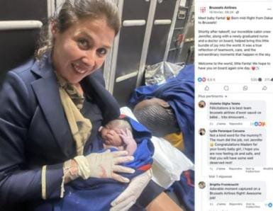 Aviation: Une femme accouche d'un bébé à bord d'un vol Brussels Airlines en provenance de Dakar