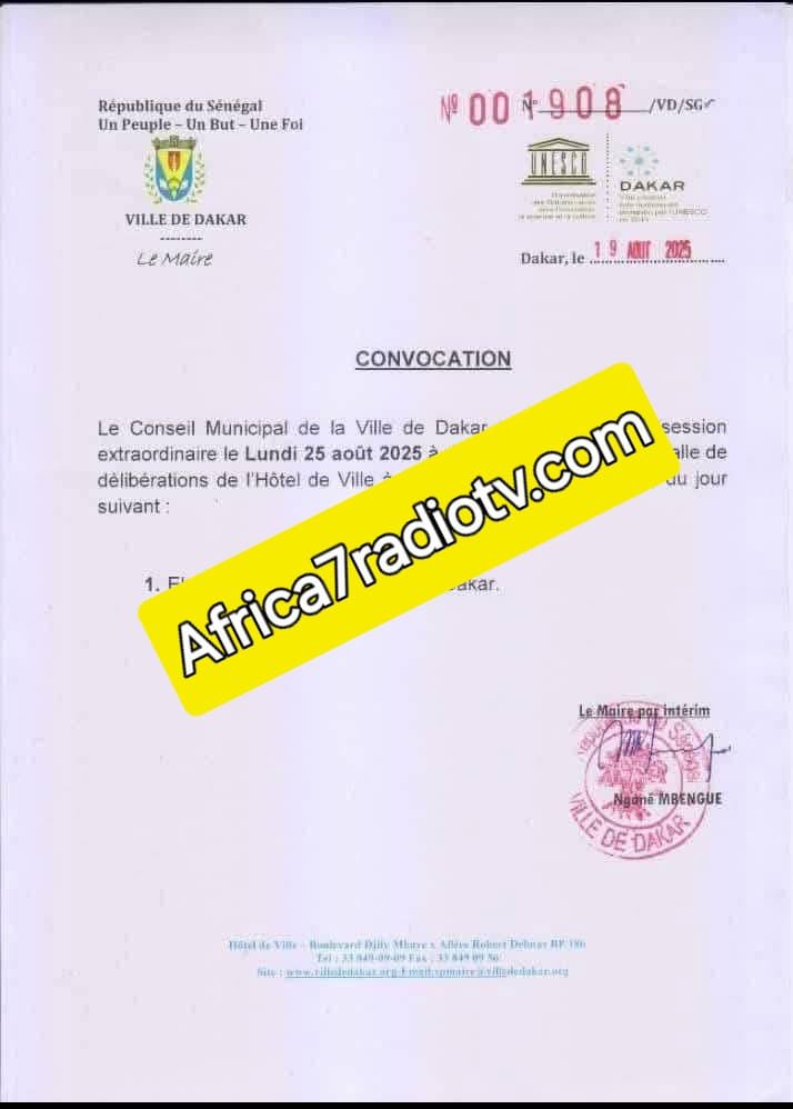 Election d'un nouveau maire de Dakar- La date du lundi 25 Août 2025 reste maintenue !