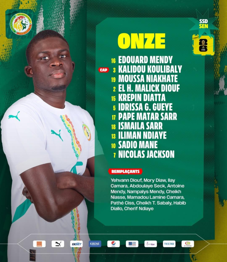 Soudan du Sud vs Sénégal : la composition officielle des Lions