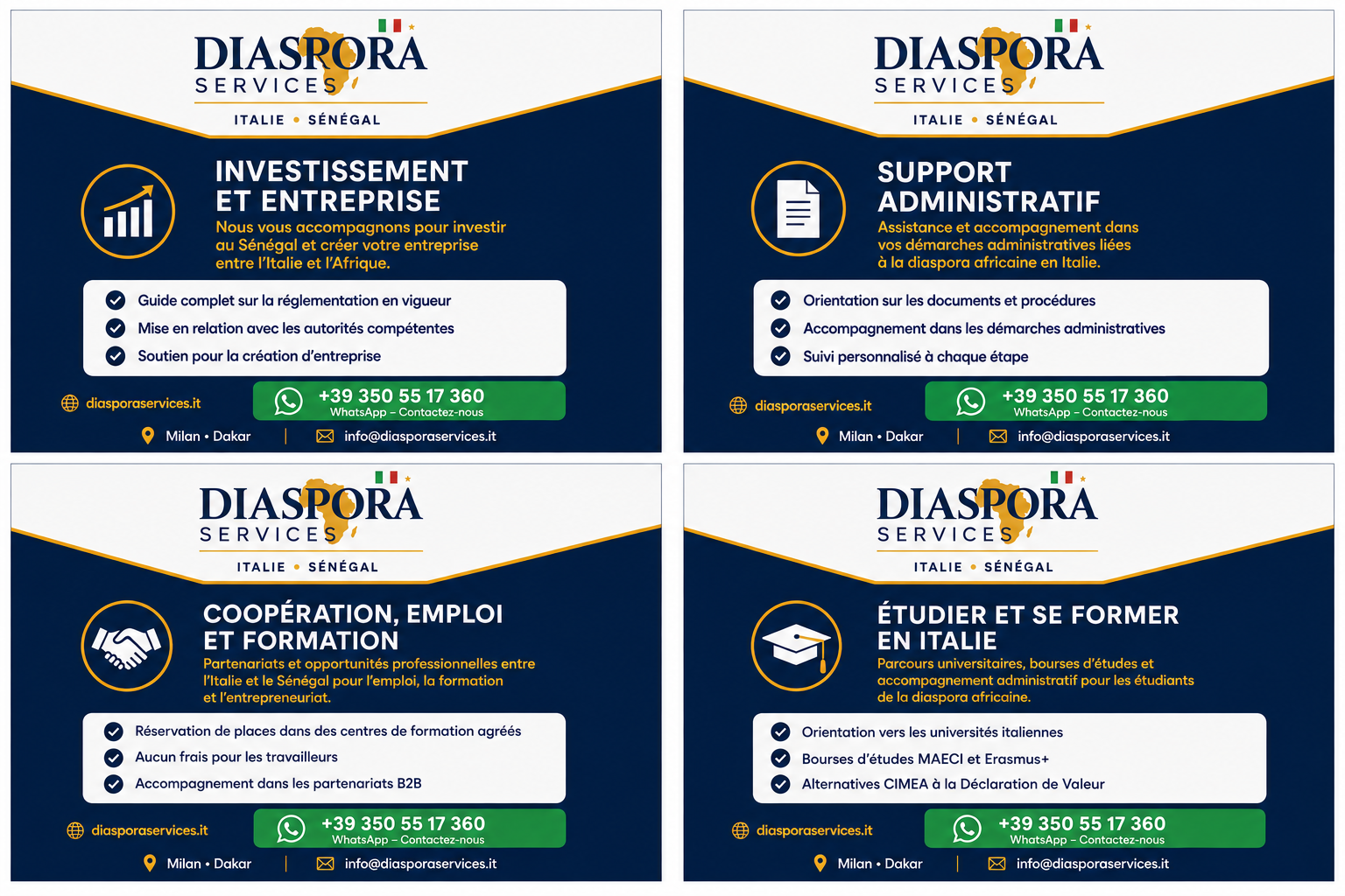 Investissement et entreprise — Diaspora Services