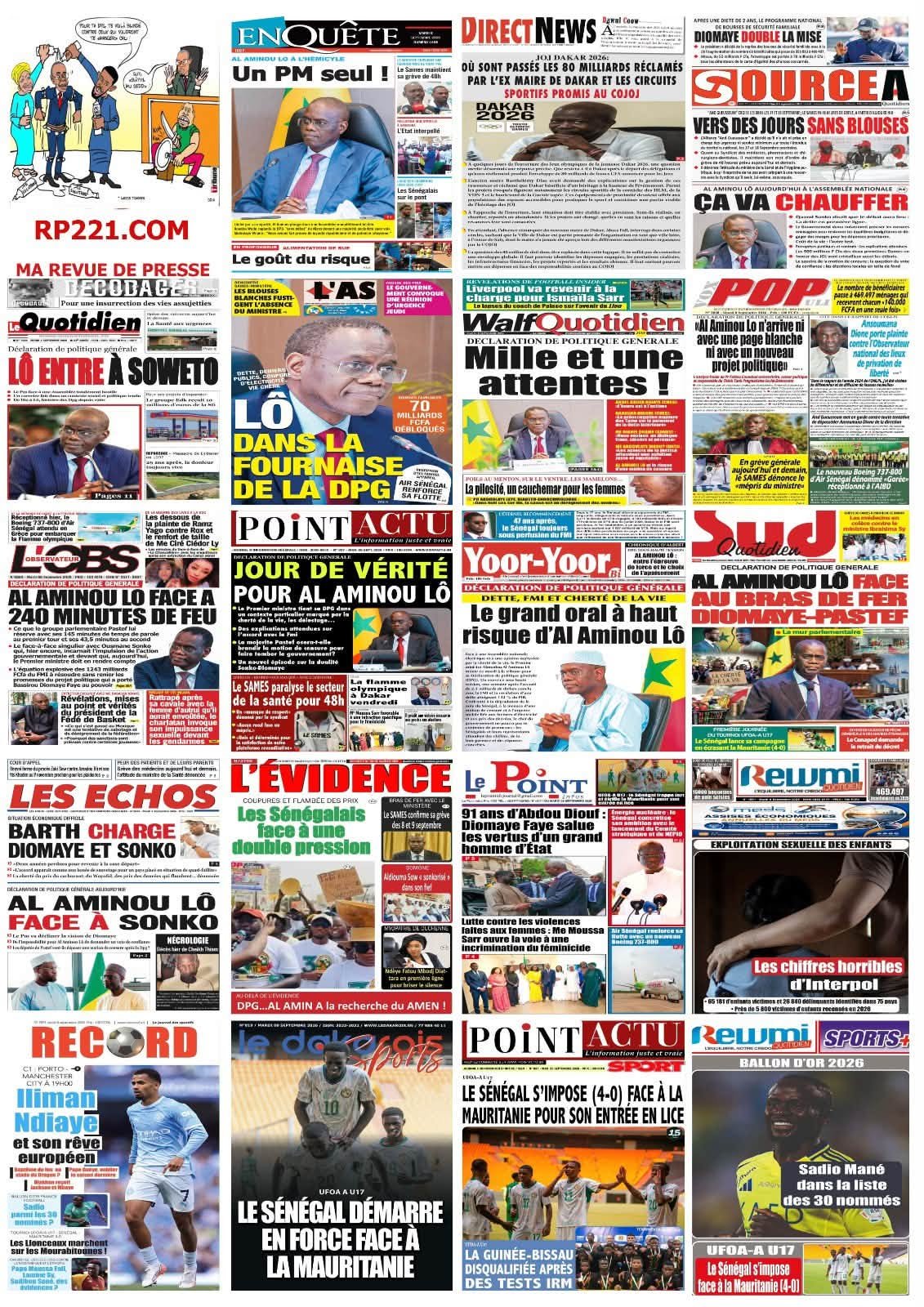 Revue de presse : Al Aminou Lô devant l’Assemblée – derrière le grand oral, un Sénégal qui réclame des réponses
