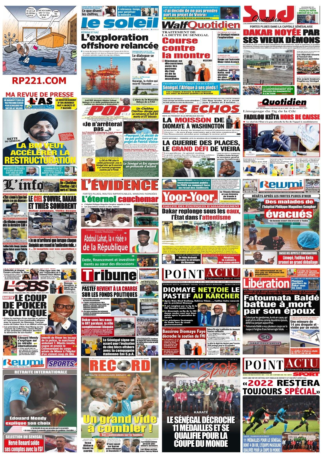 REVUE DE PRESSE : DAKAR SUBMERGÉE, LA DETTE SOUS PRESSION, LE SÉNÉGAL JOUE GROS ENTRE WASHINGTON ET SES URGENCES INTÉRIEURES