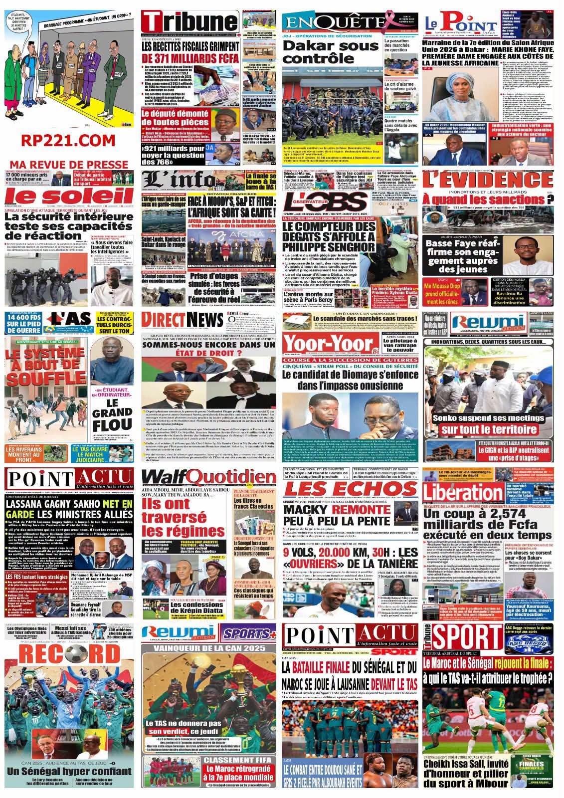 Revue de presse: Des milliards sous enquête, des quartiers sous les eaux : Dakar prépare ses Jeux, les sénégalais réclament des comptes