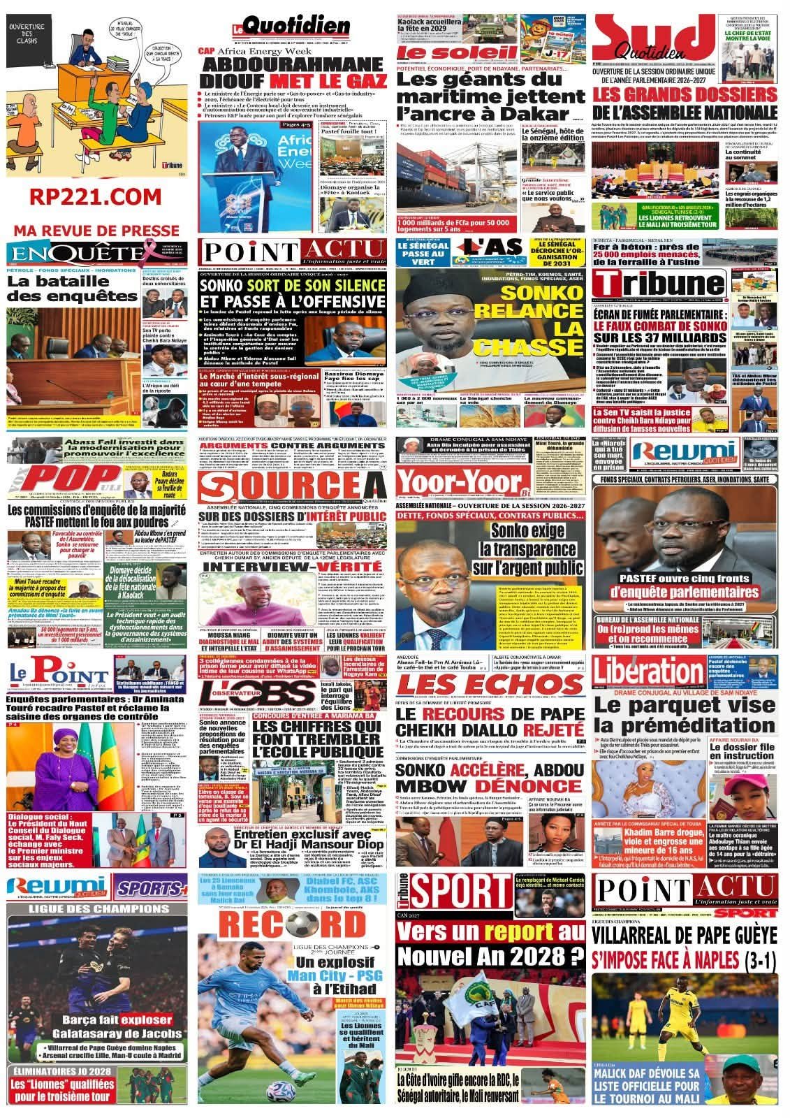Revue de presse – Sonko ouvre cinq enquêtes, l’opposition crie à la manœuvre : qui devra rendre des comptes ?
